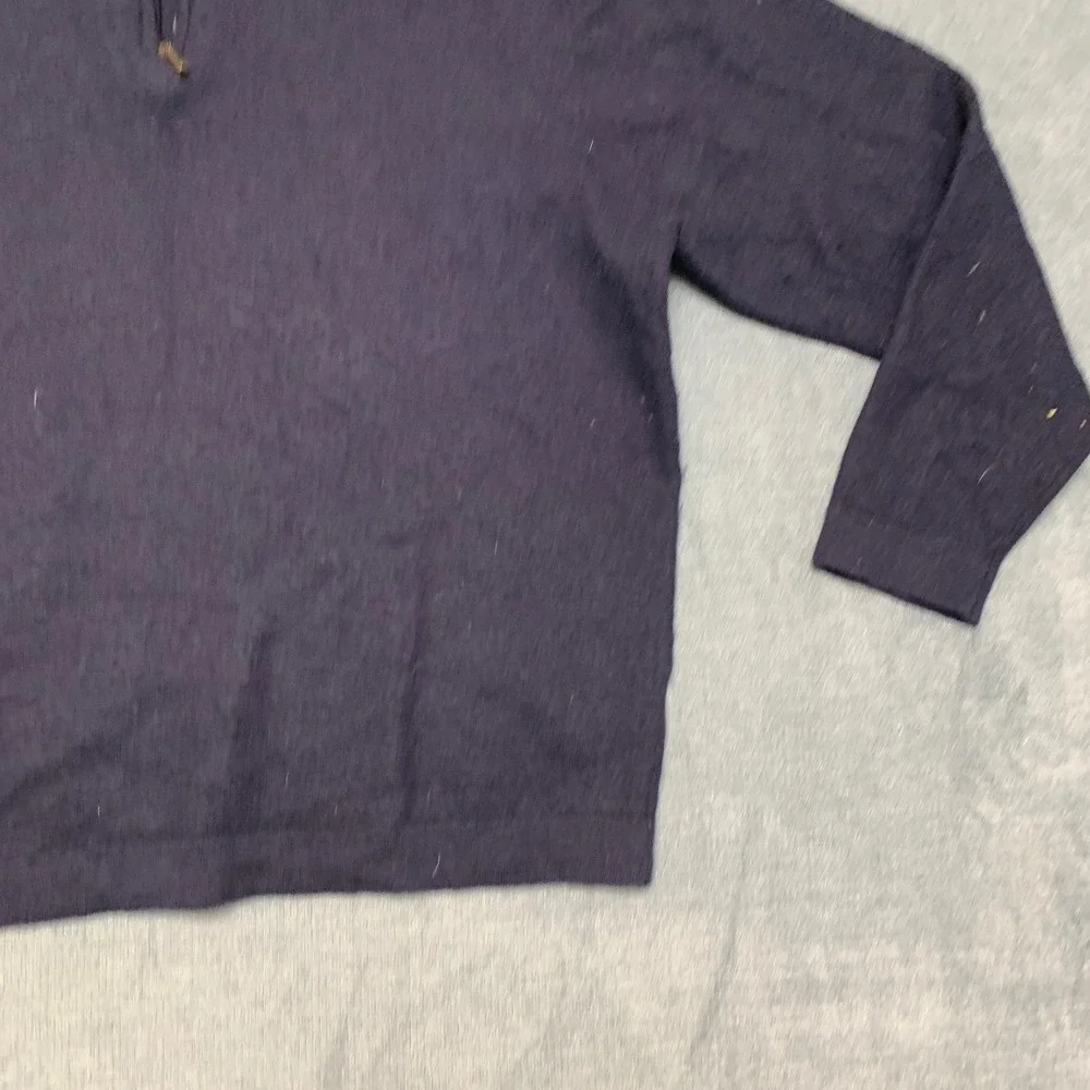 Davis & Squire Sweater Mens XL Navy Blue Extra Fine Merino Quarter Zip Mock Neck